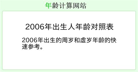 2006年出生|在线年龄计算器